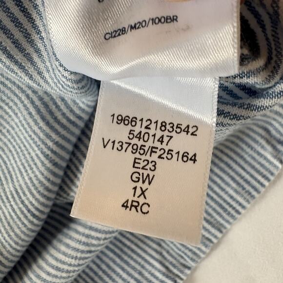 Lands’ End Women’s Blue & White Stripe Button Down Shirt 100% Lyocell Size 1X - Picture 9 of 11